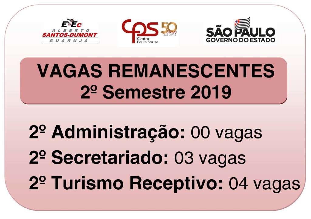 Vagas Remanescentes - 2019 Qtdd