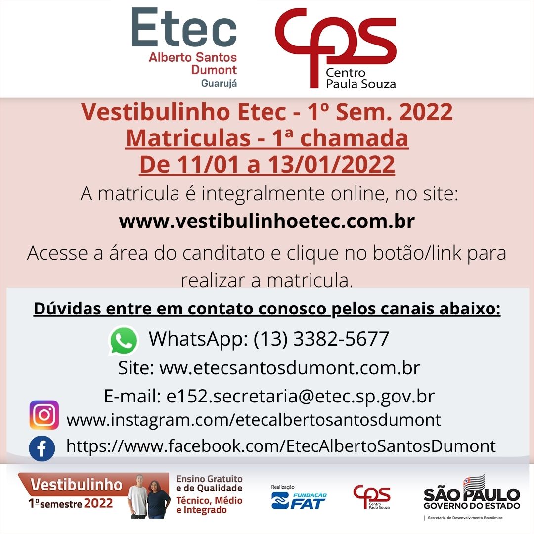 Matrículas para aprovados no Vestibulinho da ETEC começa nesta sexta-feira  ‹ O Regional