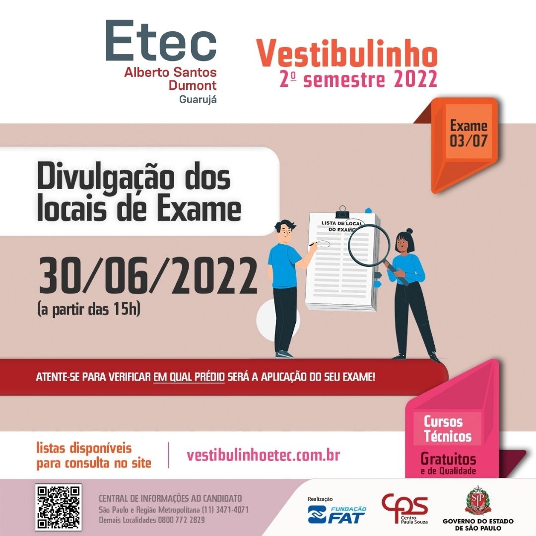 ETEC DIVULGA RELAÇÃO DE CURSOS PARA VESTIBULINHO 1° SEM/2019