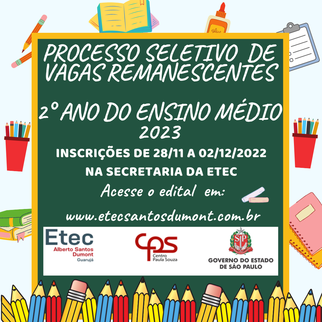 Formulário de Inscrição – Vagas Remanescentes (Cursos Técnicos) –  2ºSemestre/2023 – Etec Philadelpho Gouvêa Netto