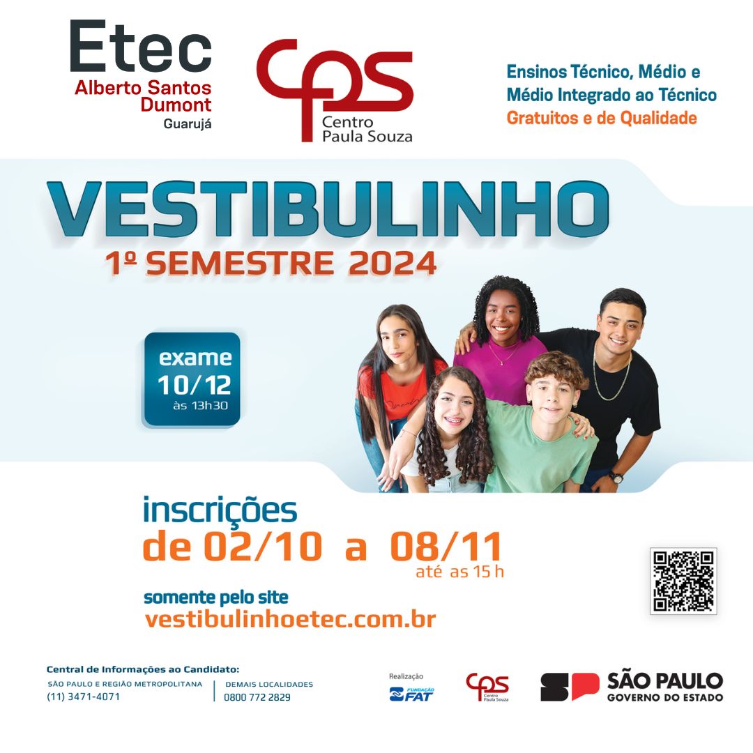 Estão abertas as inscrições para os processos seletivos das Etecs